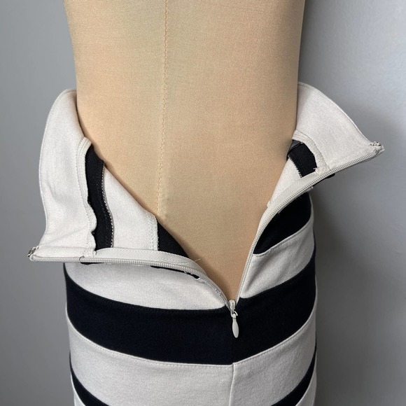 Express Stripe Pencil Skirt Zipper Bandage Stretch Bodycon Size 4 Small - Picture 5 of 7